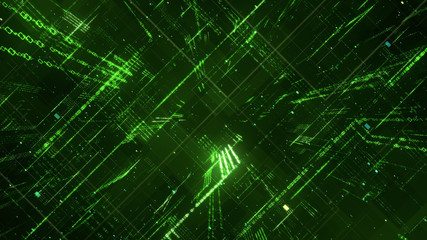 Wall Mural - digital binary code matrix background - 3d rendering of a scientific technology data binary code net
