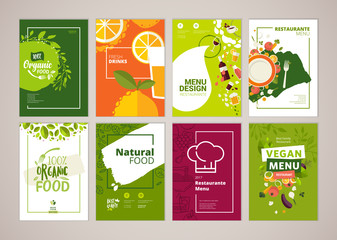 set of restaurant menu, brochure, flyer design templates in a4 size. vector illustrations for food a