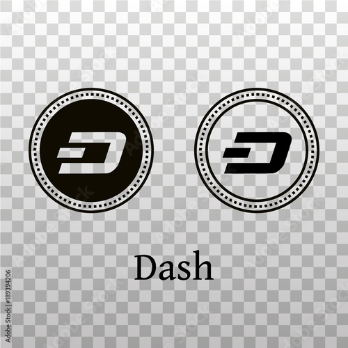 Dash Cryptocurrency Line Icon And Black Silhouette Crypto - 