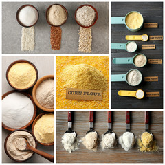 Collage with different kinds of flour