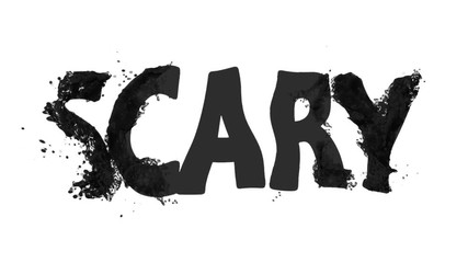Wall Mural - word scary. Text animation scary on white isolated background