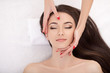 Woman under professional facial massage in beauty spa