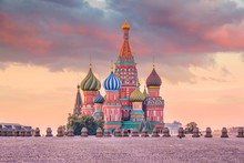 Basil's Cathedral At Red Square In Moscow