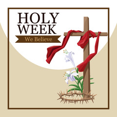 Sticker - Holy week catholic tradition icon vector illustration graphic design