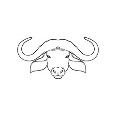 Wall Mural - sketch of muskoxes head, portrait of forest animal black and white hand drawn vector illustration