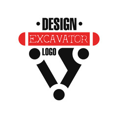 Sticker - Excavator logo, backhoe service label vector Illustration