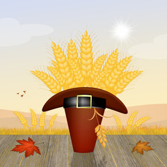 Poster - ears of corn in Thanksgiving hat