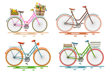 Poster - Bicycles Set. Retro Vector Bikes.