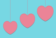 Valentines Heart Concept In Pastel Color With Copy Space For Congratulations In A Minimalist Style.