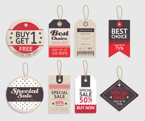 Price tags label design set. Vector illustration.