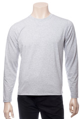 Wall Mural - Grey heathered longsleeve cotton tshirt on a mannequin isolated