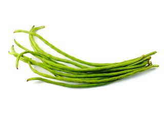 Canvas Print - green yard long bean isolated on white background