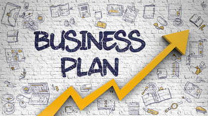 Wall Mural - Business Plan Drawn on White Brickwall. 