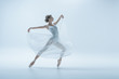 © LIGHTFIELD STUDIOS - elegant ballerina in white dress dancing in studio, isolated on white