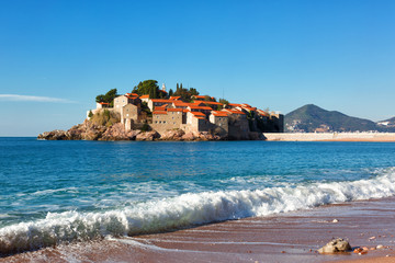 Wall Mural - Sveti Stefan island in Budva in a beautiful  day, Montenegro