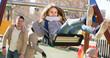 © JackF - family with two girls having fun on swings outdoors