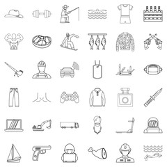 Canvas Print - Man labour icons set, outline style