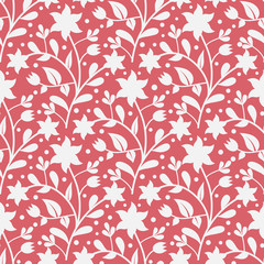 Wall Mural - Seamless pattern flowers and leaves.