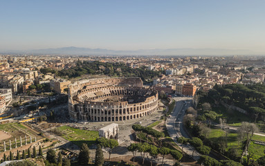 Sticker - Aerial view of Colosseum on a sunny day. Rome, Italy