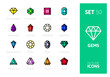 Outline color icons set in thin modern design style