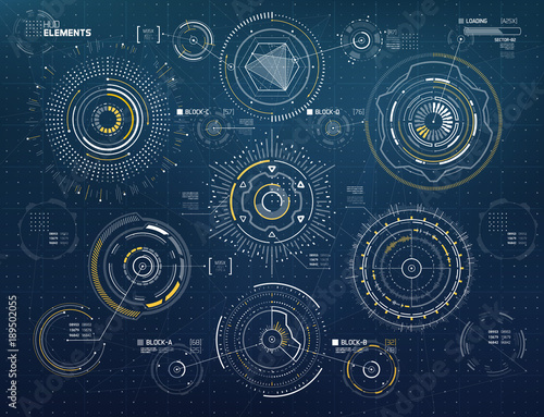 Fotografía Vector Circular Elements Set for HUD Sci Fi Interfaces