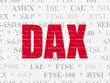 © Maksim Kabakou - Stock market indexes concept: Painted red text DAX on White Brick wall background with  Tag Cloud