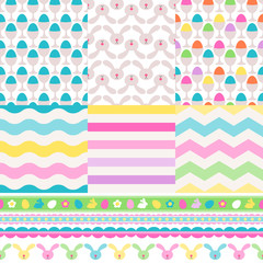 Wall Mural - Colorful easter patterns and borders set.