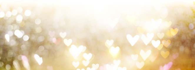 Wall Mural - beautiful shiny hearts and abstract lights background