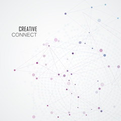 Fototapete - Abstract connection background with molecule structure. Science and network vector illustration