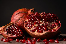Juicy Pomegranate And Pomegranate Seeds