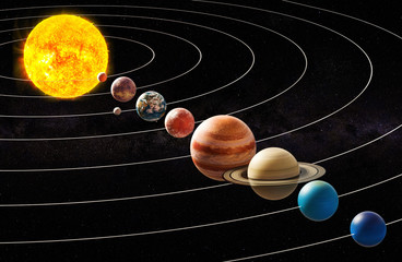 Wall Mural - parade of planets, appulse concept. 3d rendering