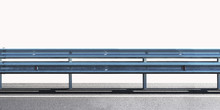Barrier, Designed To Prevent The Exit Of The Vehicle From The Curb Or Bridge, Moving Across The Dividing Strip. Guarding Rail Panorama Isolated On White Background