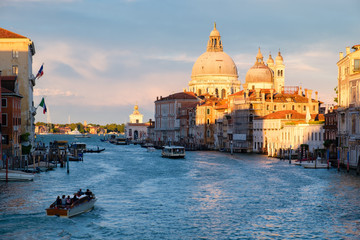 Poster - The Grand Canal and the church of Salute in Venice at sunset