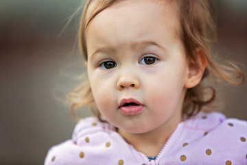 Wall Mural - Portrait of a two year old toddler girl playing in the park