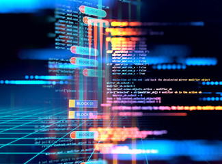 Wall Mural - programming code abstract technology background of software developer and computer script
