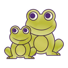 Sticker - frogs cute animal sitting cartoon vector illustration drawing design