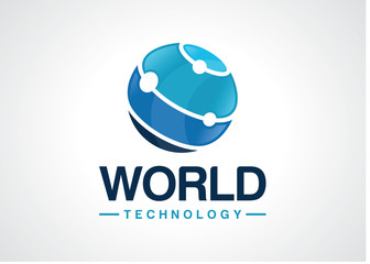 Sticker - World Technology Logo Template Design Vector, Emblem, Design Concept, Creative Symbol, Icon