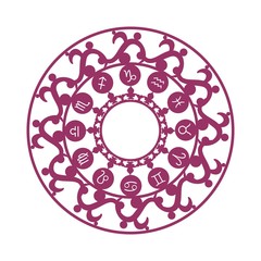 Wall Mural - Astrological symbols in the circle. Decorative ornanet
