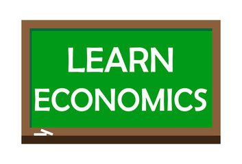 Wall Mural - Learn economics write on green board. Vector illustration.