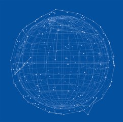 Close up of Earth and network lines on top of it