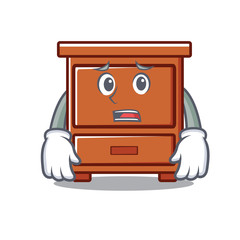 Wall Mural - Afraid wooden drawer mascot cartoon