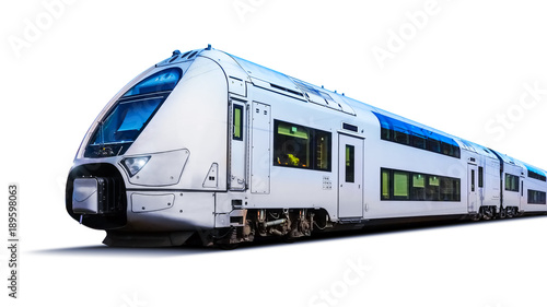 Cuadros en Lienzo Modern high speed train isolated on white