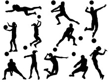 Set Of Volleyball Silhouette 