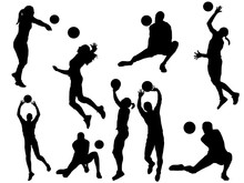 Set Of  Volleyball Player Silhouette