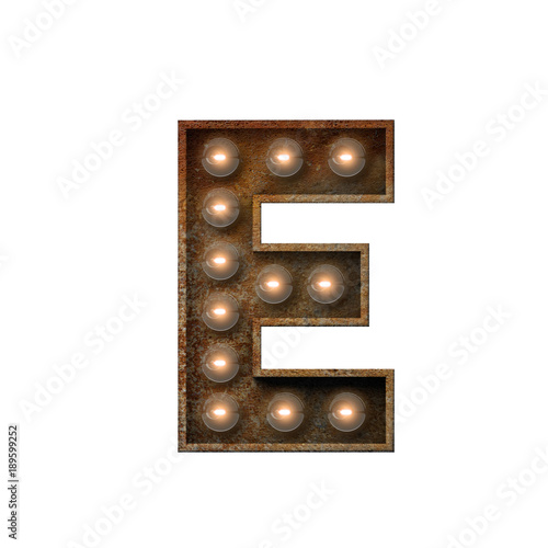 Download Rusted Metal Letter E Light Bulb Font 3d Rendering Stock Illustration Adobe Stock