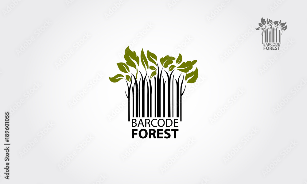 Barcode Tree Vector Barcode Forest Vector Logo Template. Forest logo symbol stylized as ...