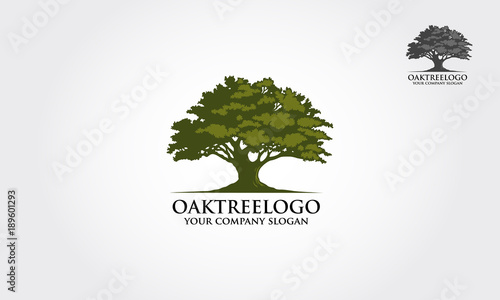 Fotomural Oak tree logo illustration. Vector silhouette of a tree.