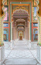 Colorful Corridor With Indian Murials, Jaipur