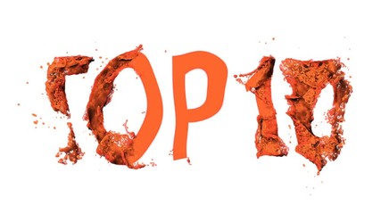 Wall Mural - top 10. vivid animation of words on an isolated background