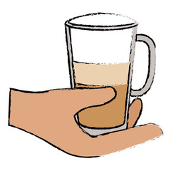 Sticker - hand with iced delicious coffee icon